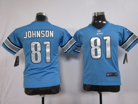 Youth NFL Detroit Lions 81 Calvin Johnson Blue Nike Game